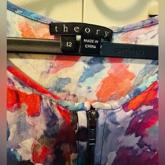 THEORY Silk Achi Watercolor Print Dress - Picture 5 of 12